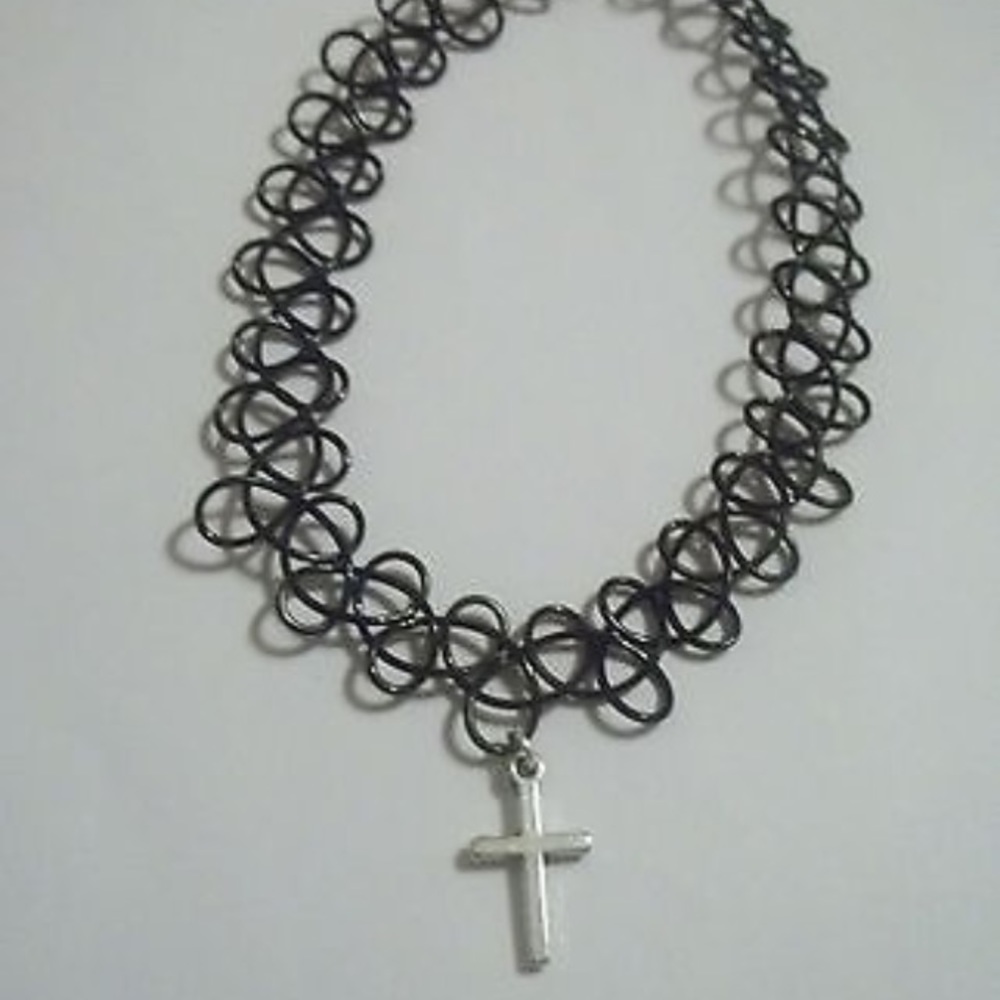 Cross tattoo choker